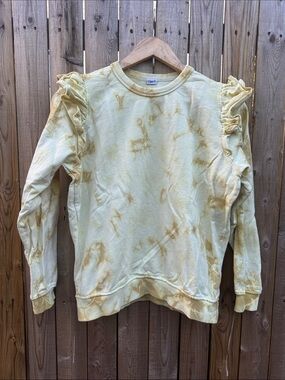 Clare V. Ruffled Shoulder Tie-Dye Sweatshirt